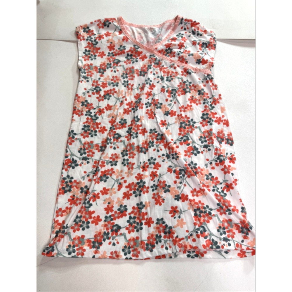 Garnet Hill Nightgown Womens Large Multicolor Floral Green Cotton Chemise
